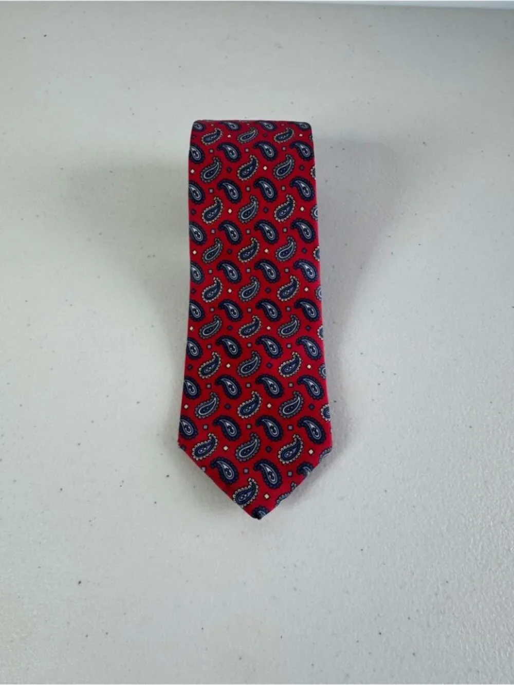 Leo Chevalier Red Paisley Silk Tie Classic Business Wedding Designer Necktie